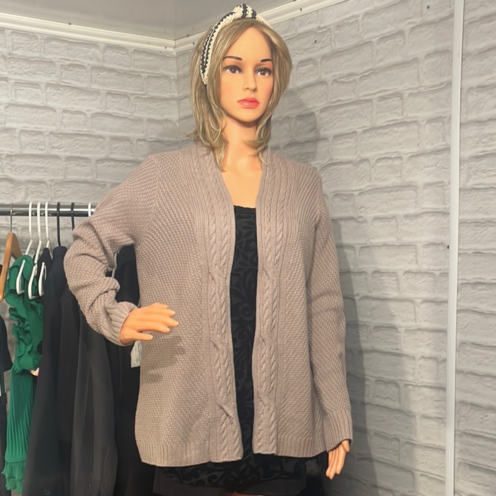 Kroft&Barrow Women's Cable Knit Cardigan Sweater - Gray